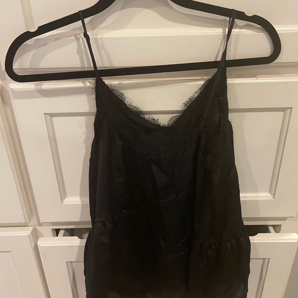 Satin Black Lace Tank